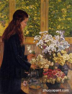 Young Girl with a Vase of Flowers