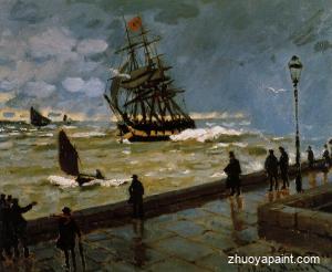 The Jetty of Le Havre in Rough Weather