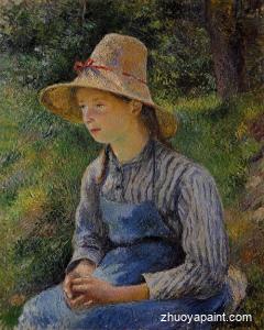 Young Peasant Girl Wearing a Hat