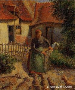 Shepherdess Bringing in the Sheep