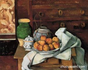 Vessels, Fruit and Cloth in front of a Chest