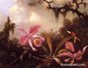 Orchids and Crimson Topaz Hummingbird