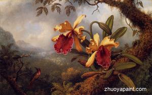 Orchids and Hummingbird