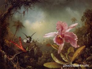 Orchid with Two Hummingbirds