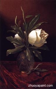 Two Magnolia Blossoms in a Glass Vase