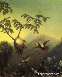 Two Hummingbirds-Tufted Coquettes