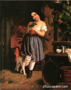 A Young Girl with Cat