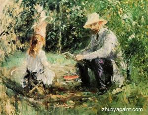 Eugene Manet and His Daughter in the Garden