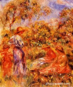 Three Women and Child in a Landscape