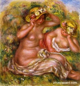 Two Women with Flowered Hat