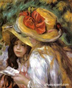 Two Young Girls Reading