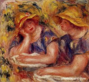 Two Women in Blue Blouses