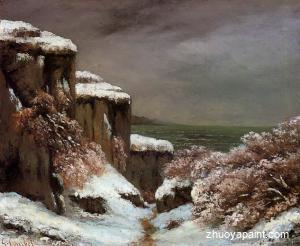 Cliffs by the Sea in the Snow