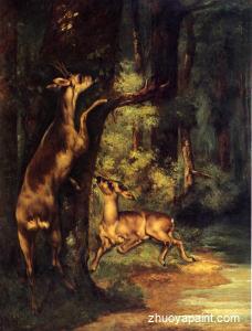 Male and Female Deer in the Woods