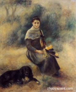 Young Girl with a Dog