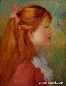 Young Girl with Long Hair in Profile