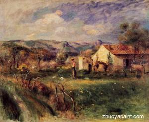 Young Woman Standing near a Farmhouse in Milly
