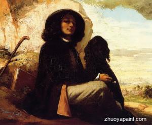 Self Portrait with a Black Dog