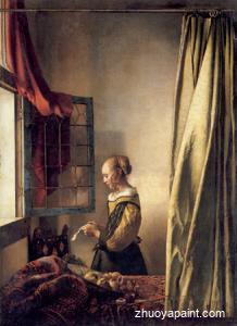 Girl Reading a Letter by an Open Window