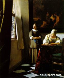 Lady Writing A Letter With Her Maid