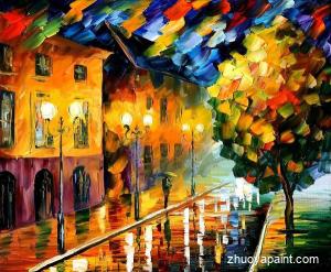Street Scene,Knife Landscape Painting